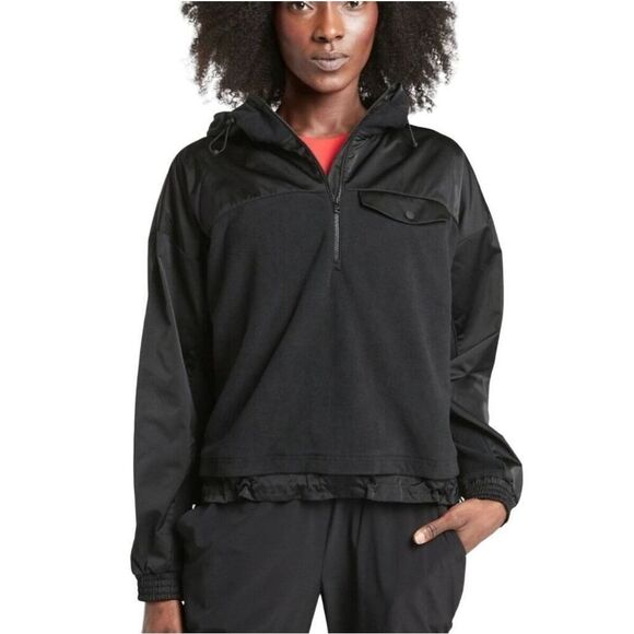 Athleta Sweater Size Small Zion Microfleece 1/2 Zip Pullover Black - Picture 1 of 9